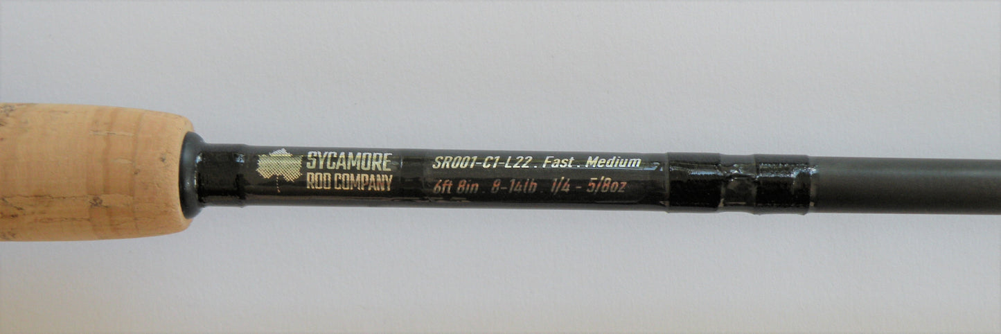 6'8" One Piece Casting Rod: SR001-C1-L22
